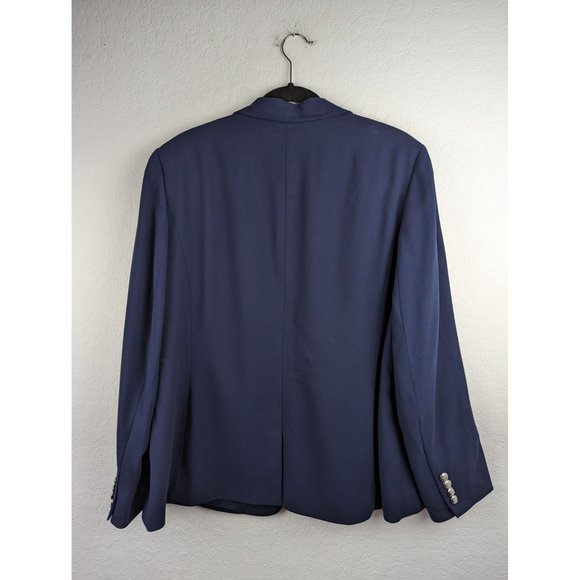 Lauren Ralph Lauren Womens Blazer Jacket Size 16? Monogram Navy Silver Button - Picture 5 of 8